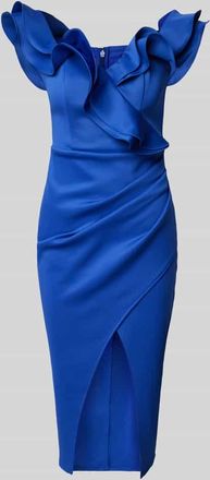 Lipsy Knielanges Cocktailkleid mit Gehschlitz in Bleu, Größe 32