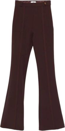 Elisabetta Franchi Logo Charm Pants - Dames - Wijde Broeken - Bruin - XS - Polyester - Broeken