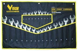 Vigor Serie Llaves Combinadas Vigor Crv-din3113 Bolsa Tela Piezas 25