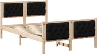 vidaXL Estructura De Cama Negro 135 X 190 Cm Madera De Pino Macizo Vidaxl
