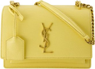 Saint Laurent Tassen, Dames, Geel, ONE Size, Leer, Sunset Small