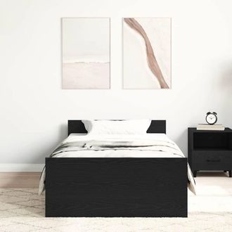 Berkfield Home Durable Bed Frame without Mattress Black Oak 100x200 cm Engineere