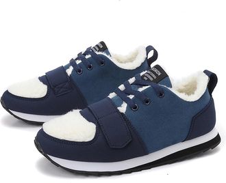 Generic Womens Winter Snow Booties Slip-Resistant Fleece Lined Ankle Boots Casual Athletic Outdoor Shoes With Lace-Up Sneakers(Blu,4.5 UK)