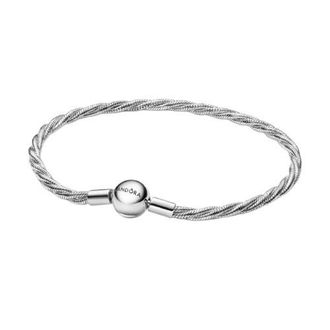 Pandora Ladies Round Pandora Clasp Twisted Snake Chain Bracelet, Size 19 cm