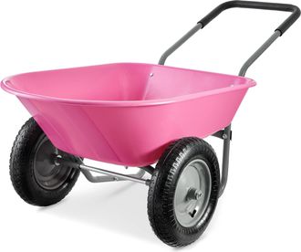 Best Choice Products Dual-Wheel Home Wheelbarrow Yard Garden Cart for Lawn, Construction