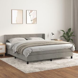 vidaXL Vidaxl - Cama Box Spring Con Colch&oacute;n Terciopelo Gris Claro 180x200 Cm