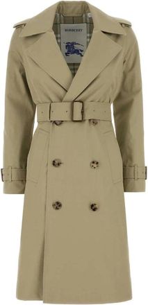 Burberry Gabardine Trenchcoat - Dames - Trenchcoats - Groen - XS - Katoen - Jassen