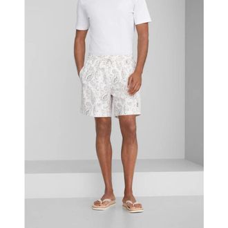 Brunello Cucinelli White Paisley Tailored Shorts, Size X-Small