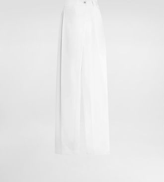 Dolce & Gabbana Flared Cotton Poplin Pants - Woman Pants And Shorts White 36