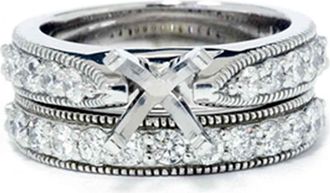 Pompeii3 1ct Diamond Engagement Matching Wedding Ring 14K Set Size Selectable