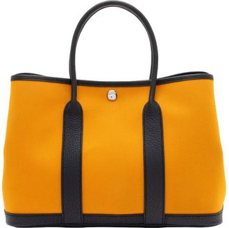 Herm&egrave;s Blue Leather Negonda Garden Party 30 Tote (Authentic Pre-Loved)