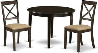 East West Furniture BOST3-CAP-C 3 PC small Kitchen Table set-round Table and 2 Dining Chairs