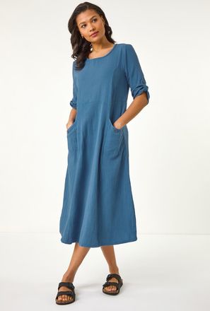 Roman Textured A-line Midi Dress
