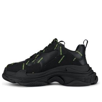 Balenciaga Triple S Sneaker Allover Logo - Black Fluo Yellow 536737W2FA11070