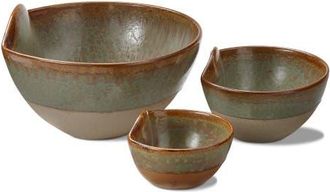 Tag Rustic Reactive Glaze Set of 3 Porcelain Dining Bowls in Green at Nordstrom