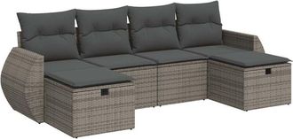 vidaXL Vidaxl - Set De Muebles De Jard&iacute;n 6 Pzas Y Cojines Rat&aacute;n Sint&eacute;tico Gris