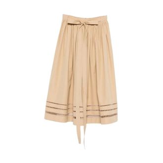 Ermanno Scervino Midi Skirts, female, Beige, Size: S Cotton Midi Skirt with Belt