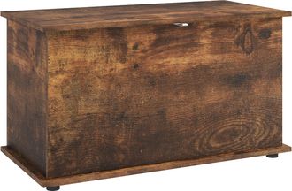 HOMCOM Homcom Cassapanca Con Coperchio Di Sicurezza, Baule Da 102l, Marrone Rustico