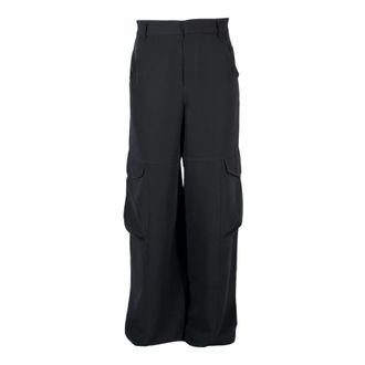 GCDS Wide Trousers, female, Black, Size: XS Wide Trousers