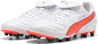 Puma Fussballschuh PUMA KING LIGA FG/AG, Damen, Gr. 42,5, weiss (puma wei&szlig;, glowing rot, puma schwarz), Synthetik, Schuhe Fussballschuh, f&uuml;r Rasenpl&auml;tze