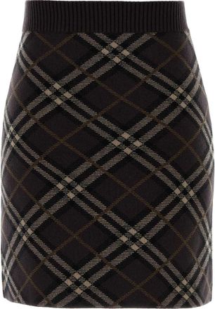 Burberry Womens Wchk Mini Skirt Black Wool Cashmere Nylon