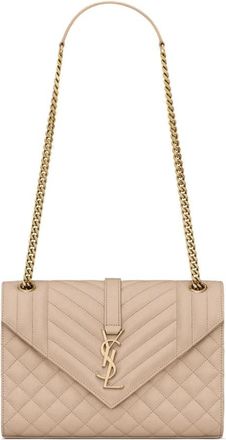Saint Laurent Envelope Medium Bag - Dames - Schoudertassen - Beige - ONE Size - Leer - Tassen