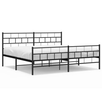 Berkfield Home Metal Bed Frame with Headboard & Footboard Black 200x200 cm