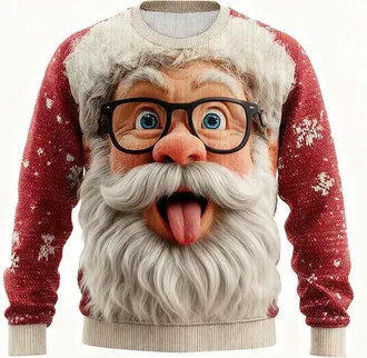 Generic Pink White Green Mens Sweatshirt Christmas Wool Cotton Jumpers Plus Size Sweaters for Men Womens Outdoor Casual Standing Collar Long Sleeve Zipper Swe