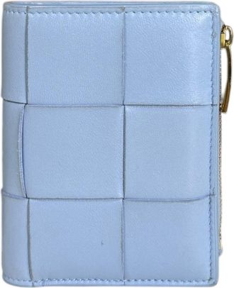 Bottega Veneta Intrecciato Blue Leather Wallet (Bi-Fold) (Pre-Owned)
