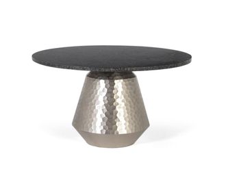 Giner&Colomer Mesa de centro con tapa de m&aacute;rmol y base de aluminio