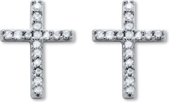 Palm Beach Jewelry 25 TCW Sterling Silver Diamond Cross Earrings (1/2 inch)
