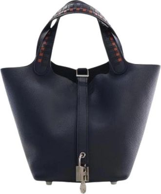 Herm&egrave;s Pre-owned Picotin Lock 18 - Dames - Vintage Handtas - Blauw - ONE Size - Leer - Vintage