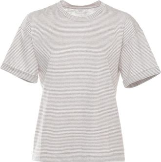 PESERICO Tops, Dames, Beige, M, Katoen, Lam Streep T-shirt