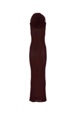 Saint Laurent Womens Dress Burgundy Viscose