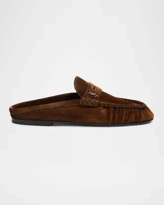 Saint Laurent Le Loafer Suede Penny Loafer Mules
