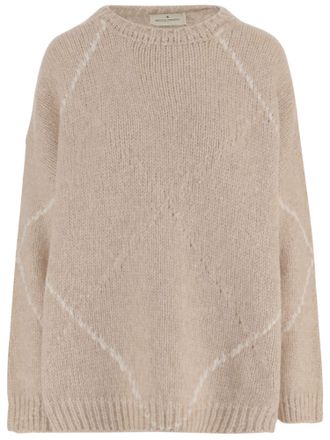 Bruno Manetti Alpaca-Blend Sweater With Diamond Pattern And Ribbed Finish