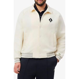 Lacoste Logo Detail Cotton Blend Bomber Jacket in Lapland at Nordstrom, Size 8