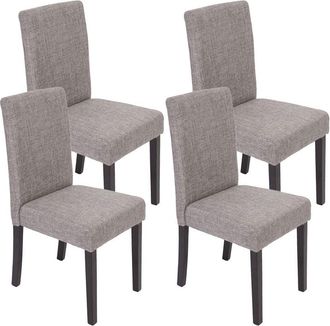 Hhg Hhg - Nunca Usado] Juego De 4 Sillas De Comedor Silla De Cocina Littau, Textil, Gris, Patas Oscuras