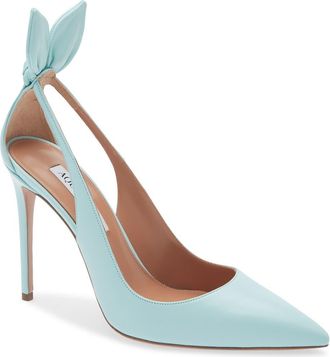 Aquazzura Bow Tie Pointed Toe Pump in Seabreeze at Nordstrom, Size 10.5Us