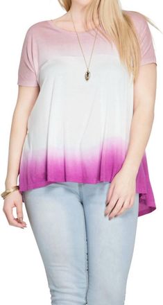 She + Sky Ombre Short Sleeve Tunic Top In Magenta
