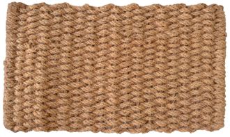Imports Decor Handwoven Embedded Coir Rope Mat, Natural Coconut Fiber Knot Doormat for Indoor Outdoor Entrance