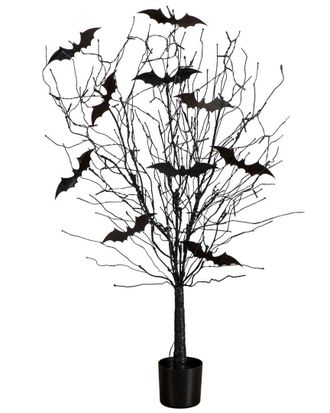 Nearly Natural 4Ft. Pre-Lit Artificial Halloween Black Twig Tree