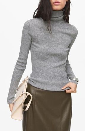 Mango Turtleneck Wool Sweater in Light Heather Grey at Nordstrom Rack, Size Small