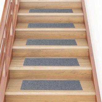 vidaXL Vidaxl - Felpudos Autoadhesivos Para Escaleras, 30 Unidades, 76 X 20 Cm, Gris Claro, Rectangulares