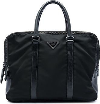 Prada Pre-owned Prada Saffiano Trimmed Tessuto Business Bag Unisex 35D38TTRZ591BD4H