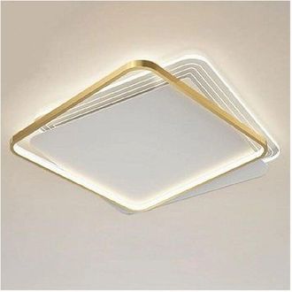 Trade Shop Trade Shop Traesio - Plafoniera Led 35w Quadrata Oro Lampadario Da Soffitto Moderno Luce Naturale 70739