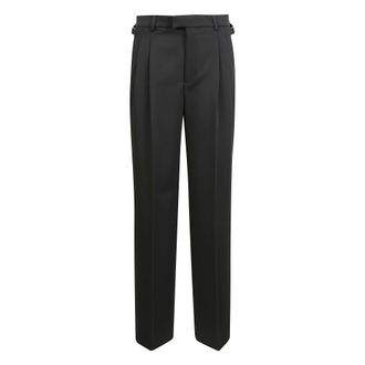 Ami Broeken, Dames, Zwart, S, Wol, Hoge taille wol wijde broek