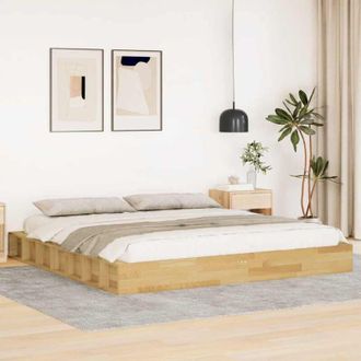 vidaXL Vidaxl - Estructura De Cama Sin Colch&oacute;n 200x200 Cm Madera Maciza Roble