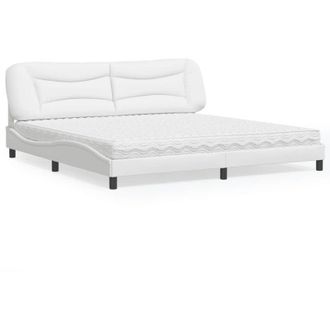 vidaXL Vidaxl - Cama Con Colch&oacute;n Cuero Sint&eacute;tico Blanco 200x200 Cm