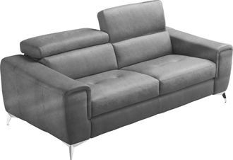 Egoitaliano Schlafsofa »Francine Designsofa, Loungesofa mit Dauerschlaffunktion, Breite 233 cm« Bettfunktion, Luxus-Microfaser Lederoptik, steingrau, Fussfarbe ch